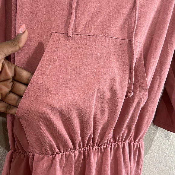 Culture Code Hoodie Mini Dress 3/4 Sleeves color Pink Size Large - Picture 5 of 9